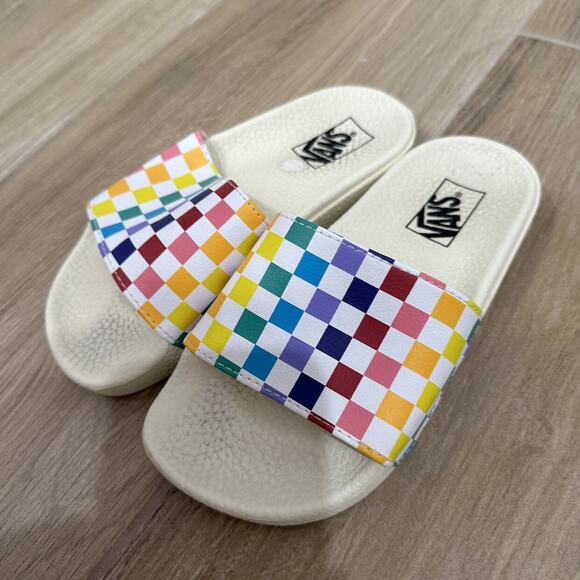 Vans Rainbow Checkers Slides Sandals - Picture 3 of 10